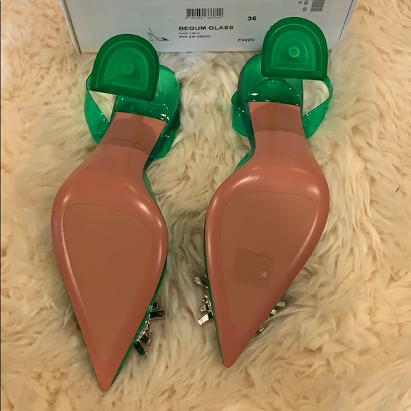 BNIB Amina Muaddi begum sling back in green pvc - Picture 3 of 6
